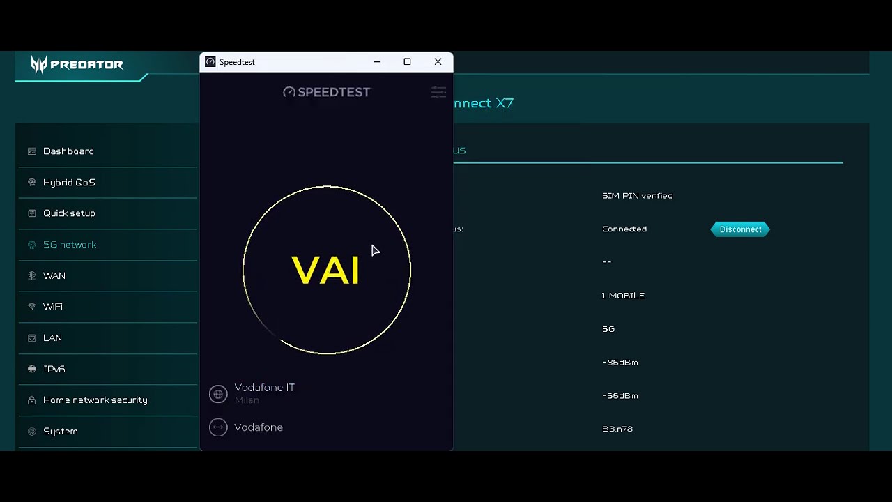 Acer PREDATOR X7 5G (b3+N78) speedtest