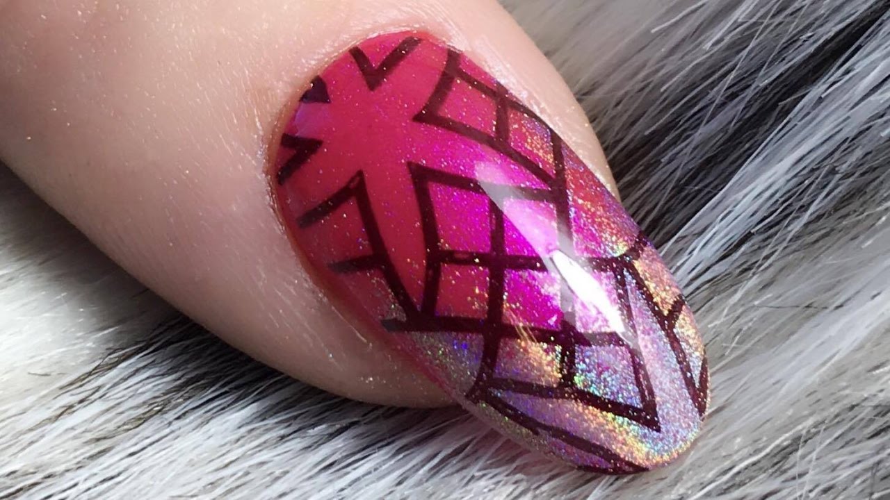 Lecenté Rainbow Chrome Fade with SHELLAC & YOURS Stamping
