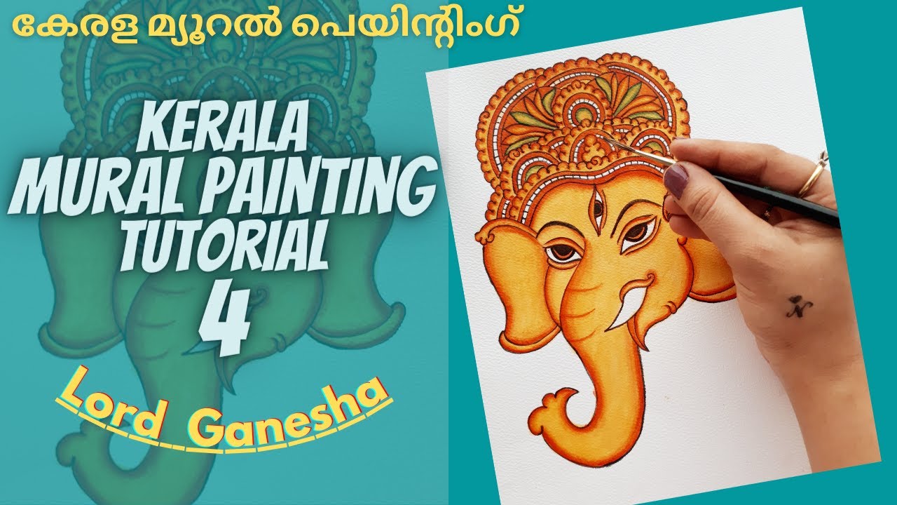 Kerala Mural painting Lord Ganesh | Mural painting tutorial for beginners | Step by step | Vinayaka
