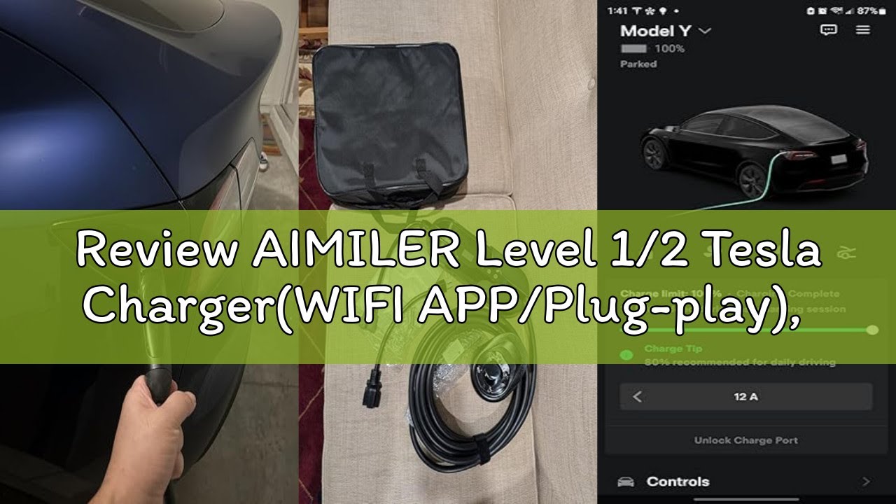 Review AIMILER Level 1/2 Tesla Charger(WIFI APP/Plug-play), 16A, 25ft Cable ETL Certified, 240V NEMA