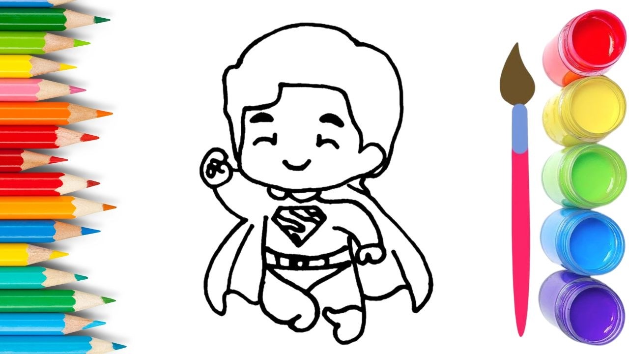 How To Draw cute Sumer Man Drawing, Painting & Coloring For Kids and Toddlers_🌈🎨