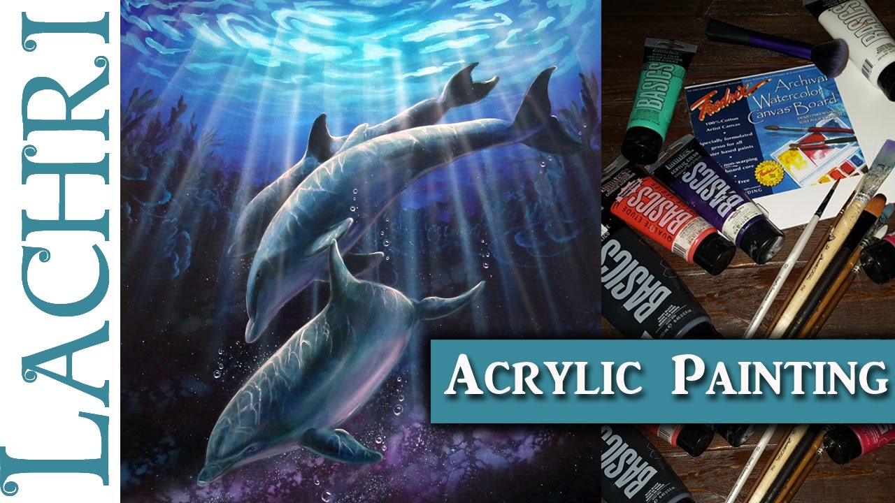 How to paint Dolphins and Rays of Light - Acrylic Painting lesson w/ Lachri