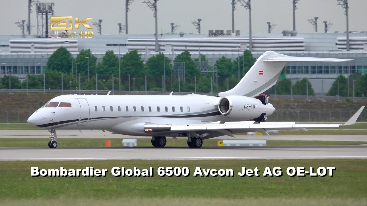 Bombardier Global 6500 from Avcon Jet AG OE-LOT arrival at Munich Airport MUC EDDM