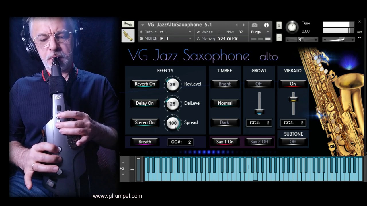Roland Aerophone and VG Jazz Alto Saxophone sample library for NI Kontakt. Woodwind wav, vst.