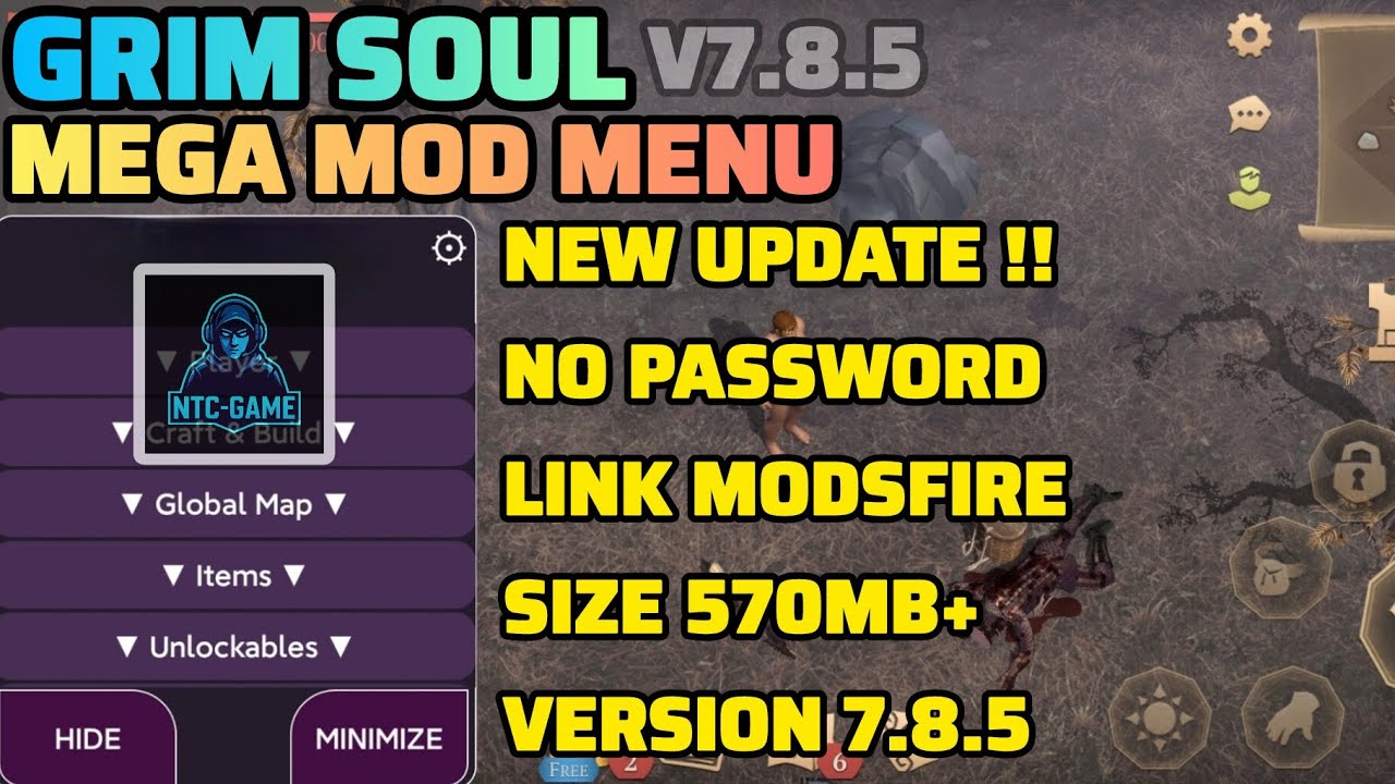 [UPDATE] GRIM SOUL [MEGA MOD MENU] v7.8.5 || UNLOCK VIP/FREE CRAFT & ONE HIT/GOD MODE || NTC-GAME
