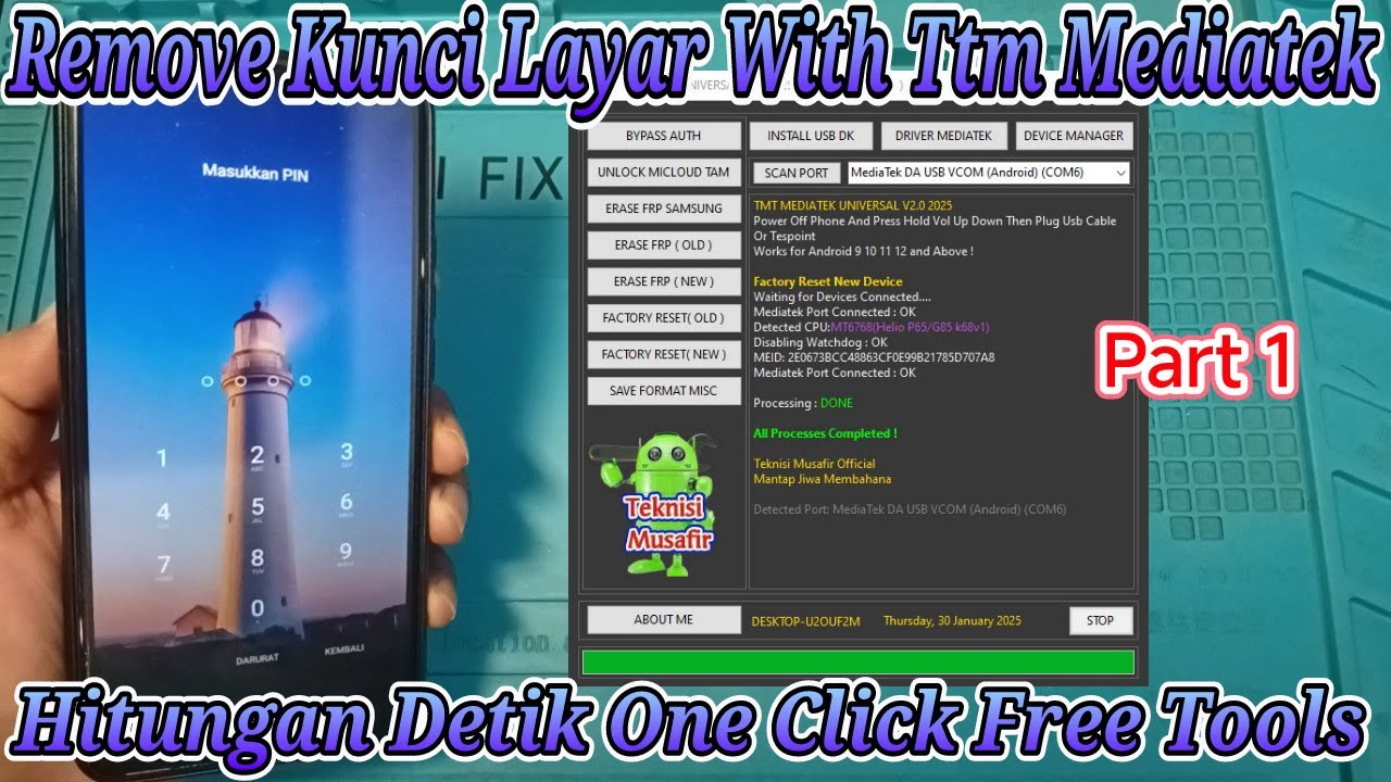 Cara Unlock Kunci Layar ( Pin Sandi Pola ) With Tmt Mediatek Universal V2.0 2025 Free Tool