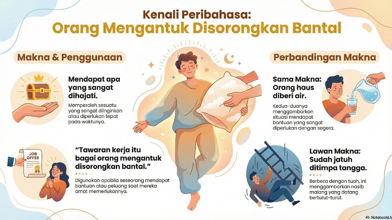 Koleksi Peribahasa Tingkatan 4 | Orang mengantuk disorongkan bantal 