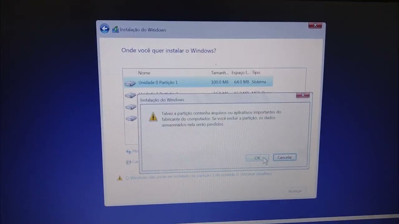 Qual Parti&ccedil;&atilde;o Instalar o Windows na Formata&ccedil;&atilde;o? Apagar Todas?