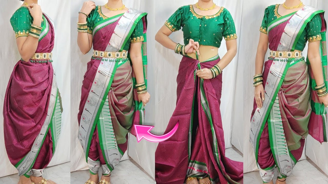 KHAN SAREE DRAPING IN DHOTI STYLE|DHOTI SAREE DRAPING TUTORIAL|STEP BY STEP|
