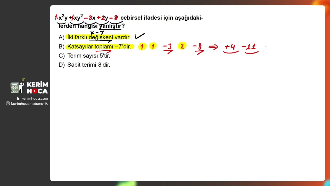 LGS Cebirsel İfadeler ve Özdeşlikler MEB Soruları 20260308 132846