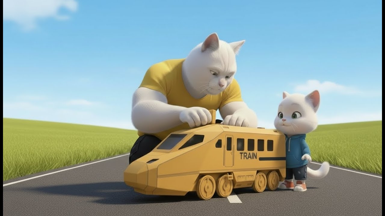 They Laughed at His Cardboard Bullet Train — But This Ending Shocked Everyone! | AI Cat Adventure