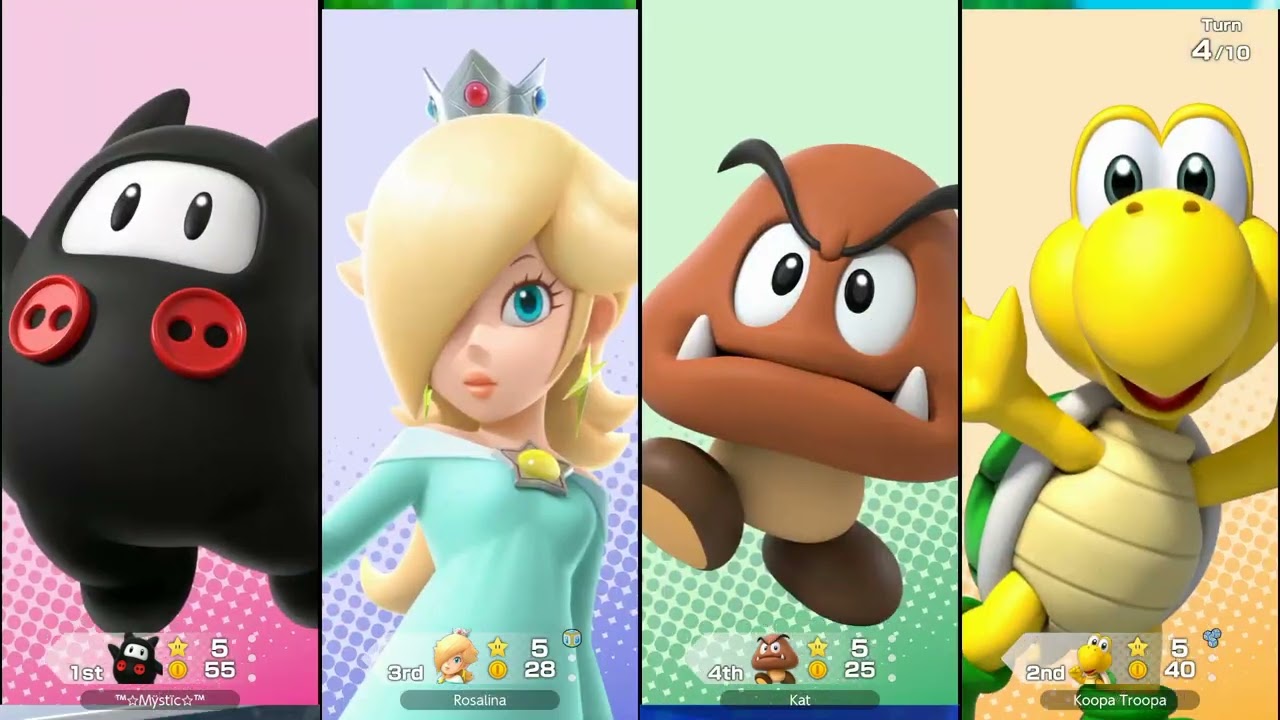 Super Mario Party Jamboree - Goomba vs Ninji vs Rosalina vs Koopa - Roll Em Raceway - (2 players)