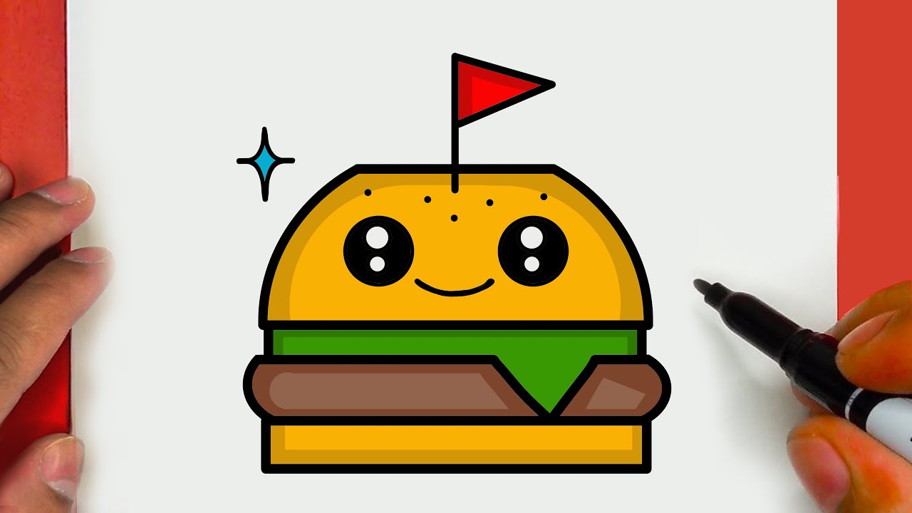 CÓMO DIBUJAR UNA LINDA HAMBURGUESA, PASSO A PASSO,  JACK Dibujos