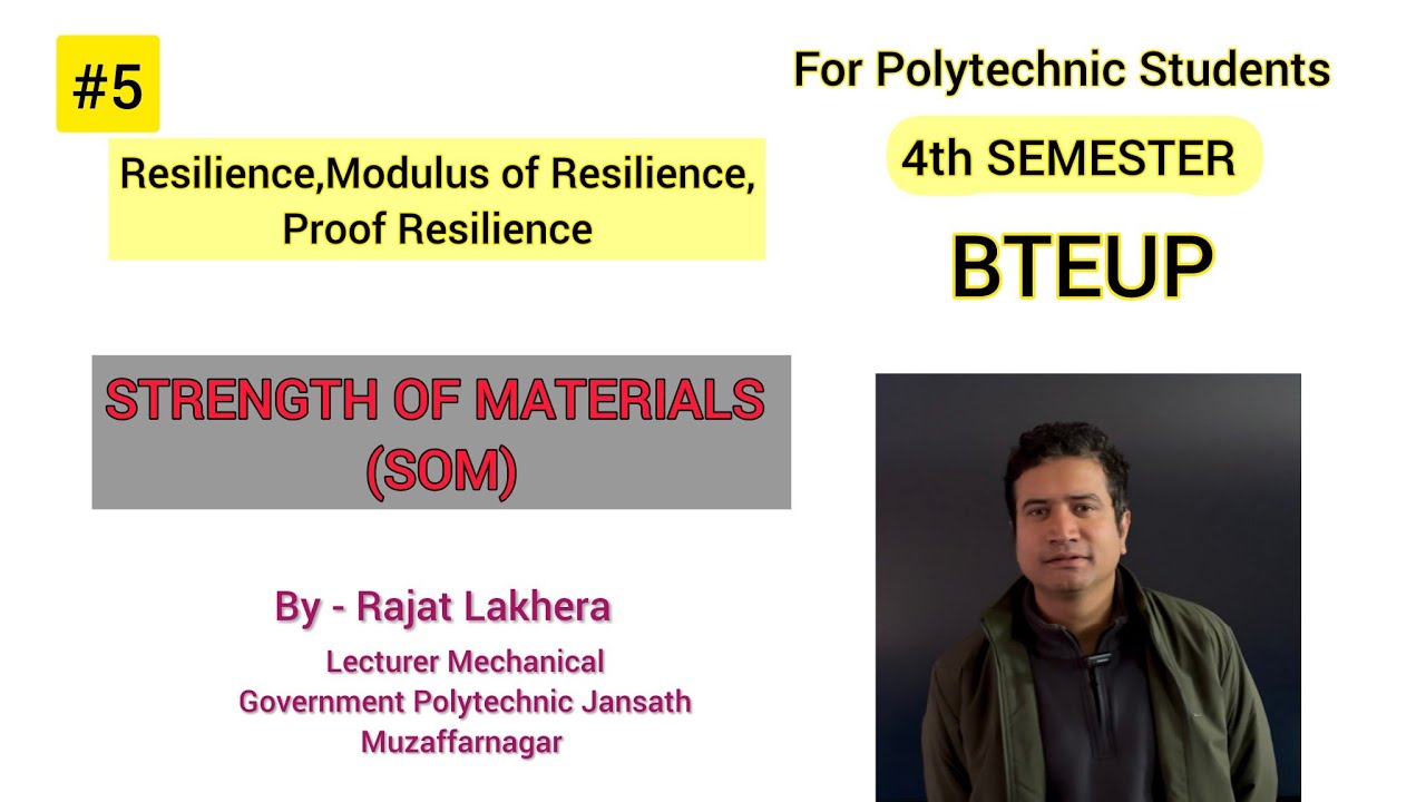 Strength of Materials| Resilience,Modulus of Resilience,proof Resilience|2nd Year Diploma (part 5)