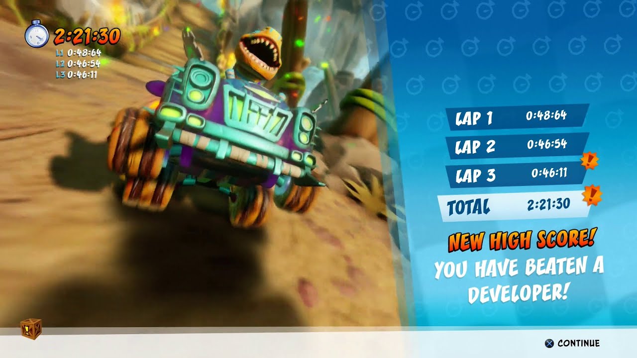 CTR Nitro Fueled - Developer Time Trial #34: Prehistoric Playground (2:21:30)