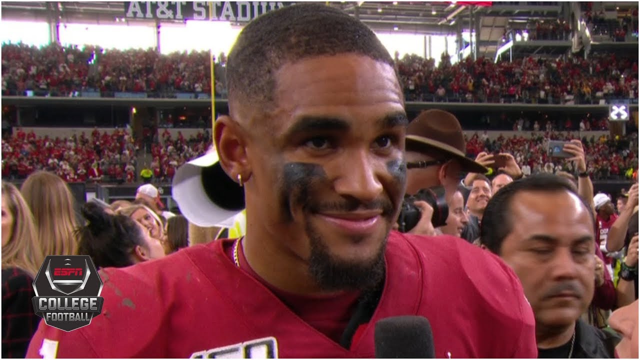 Jalen Hurts reacts to Oklahoma beating Baylor in Big 12 Championship | College Football on ESPN