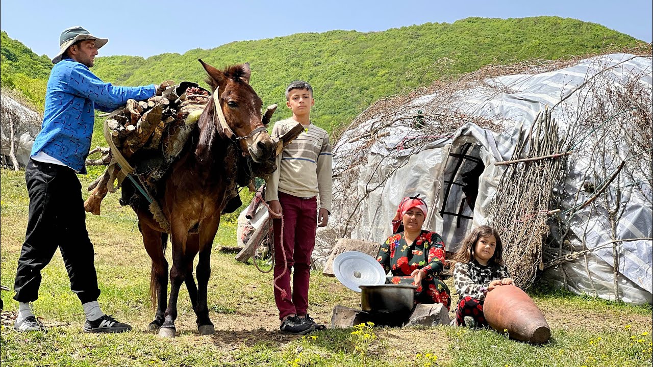 Preparing Organic Butter, Bringing Firewood from the Forest and Baking Bread