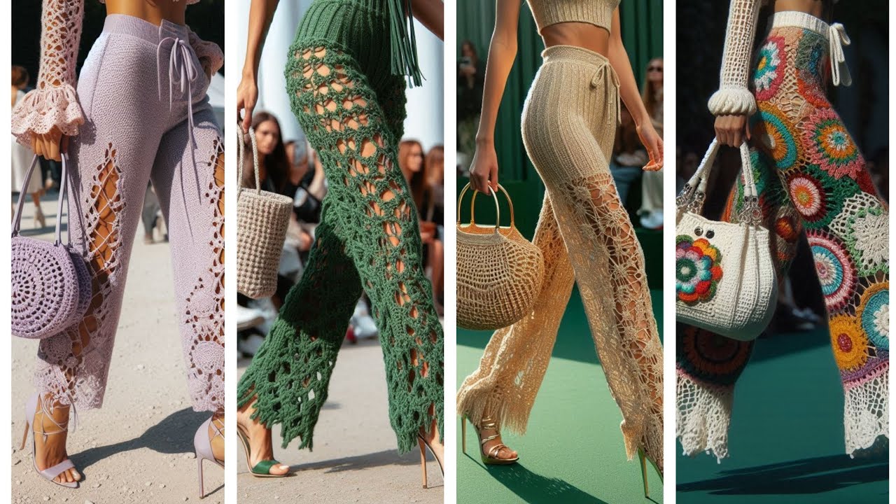 Crochet trousers Part 3 💚💜🤍❤💛💚#trending #crochet #keşfet #trend #fashion #trouser  #newvideo #dress