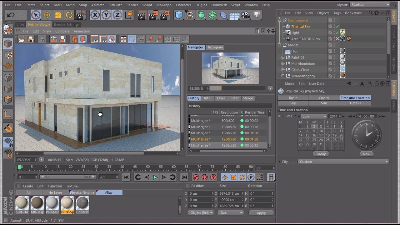 Rendering an ArchiCAD Model in Cinema 4D with VRay