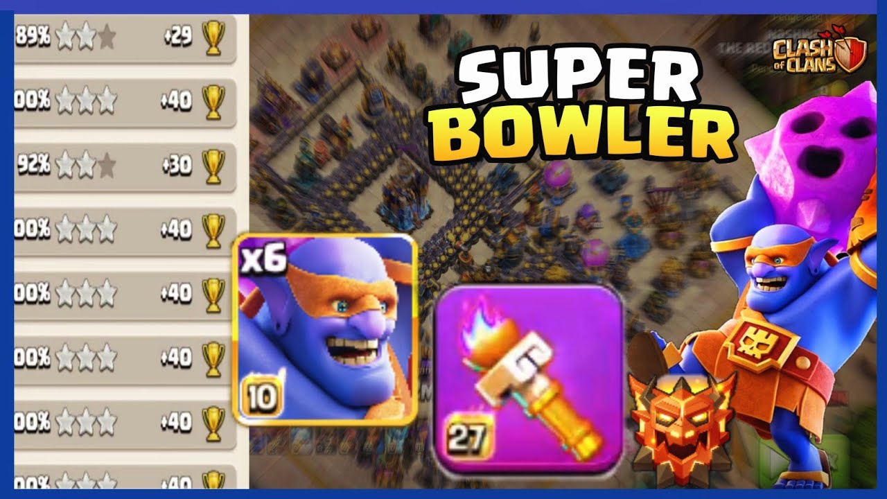 3-Star Easy SUPER BOWLER SMASH + RC Charge + Torch 🏆 Best TH18 Legend Attack Strategy