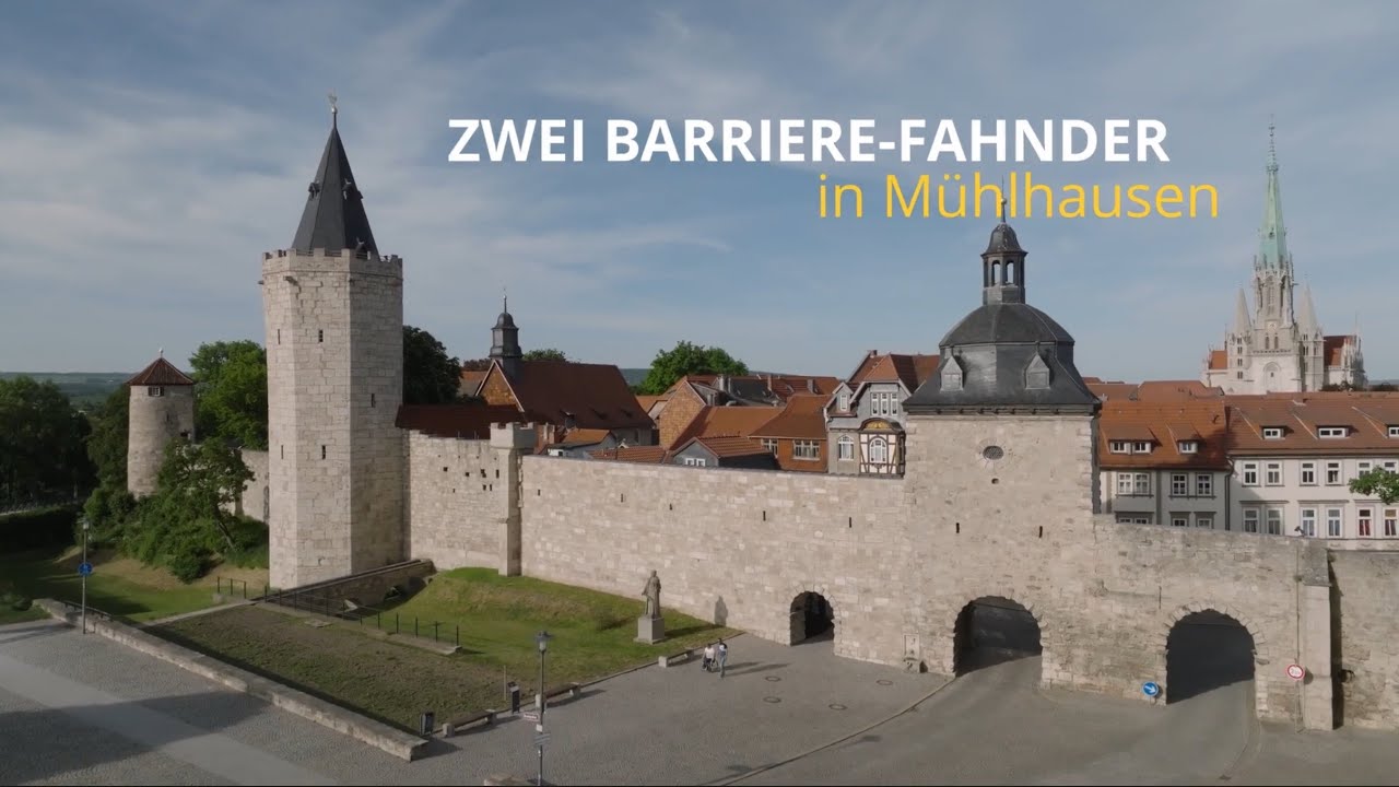 Zwei Barriere-Fahnder in Mühlhausen- unterwegs zum Freibad am Schwanenteich