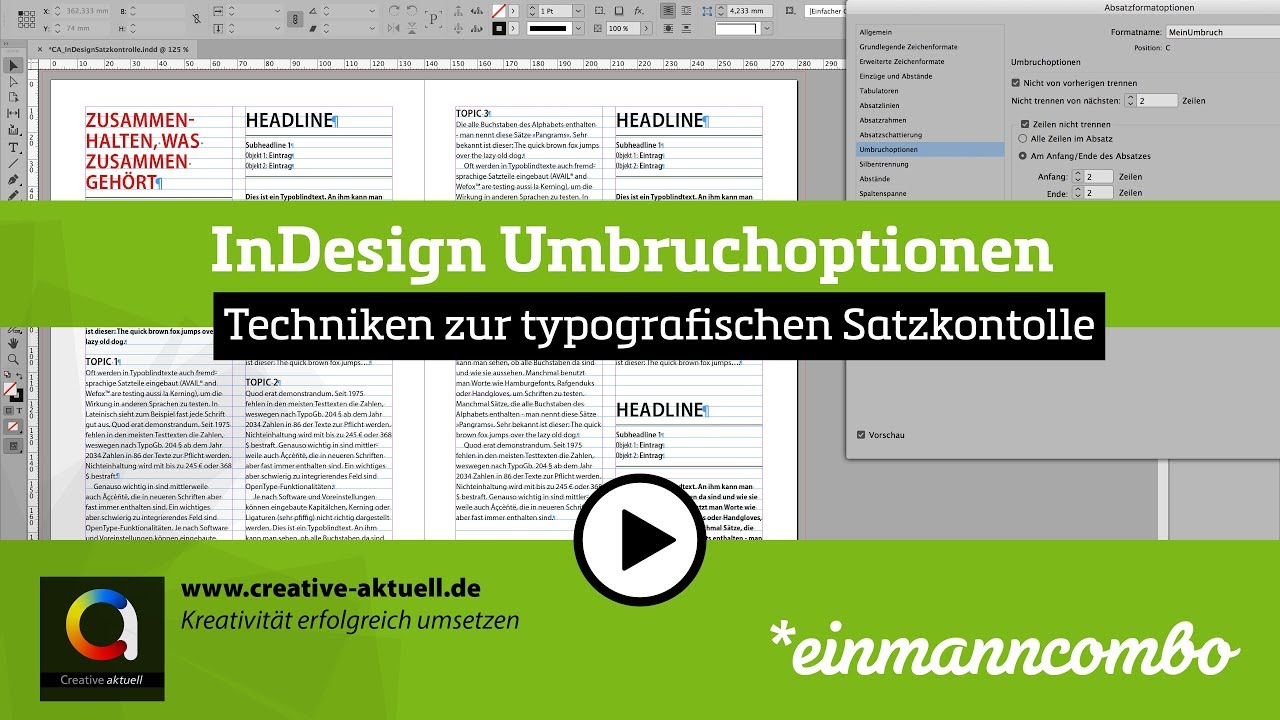 InDesign: Typografische Satzkontrolle mit Umbruchoptionen