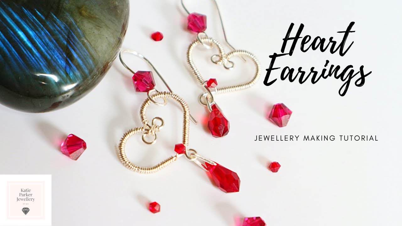 Heart Earrings - How to Make Wire Heart and Swarovksi Crystal Earrings - Jewellery Making Tutorial