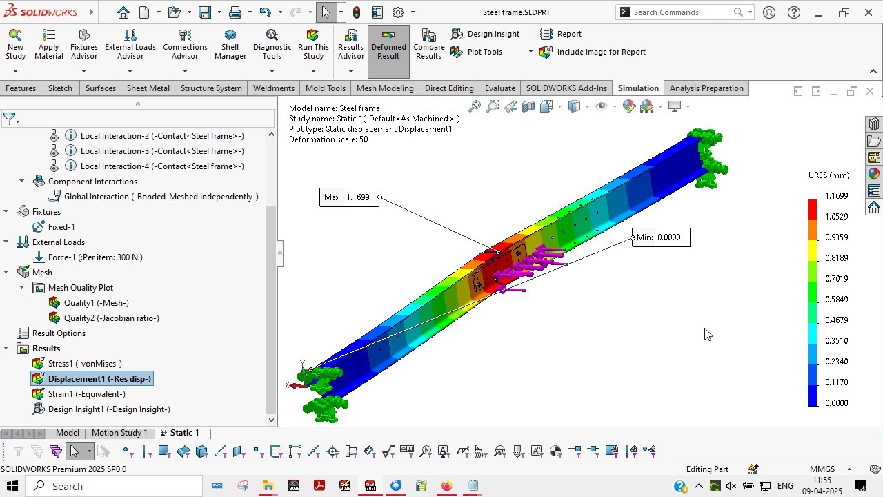 SOLIDWORKS SIMULATION   STRUCTURE SYSTEM   ADVANCED WELDMENT   CONNECTION ELEMENT   BOLT CONNECTOR