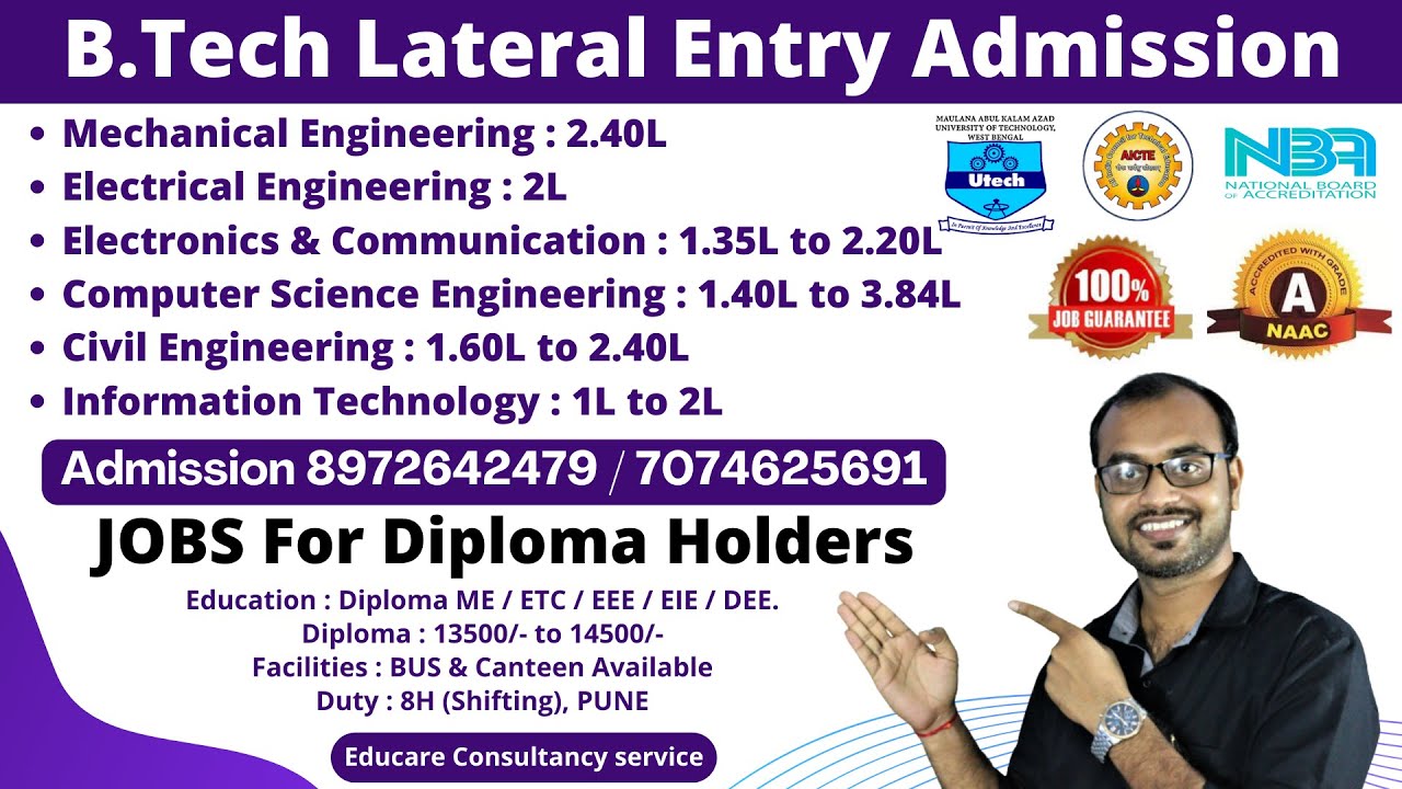 B.Tech Lateral Entry Admission || Direct Admission || Only Few Seats Available | Scholarship +JOB