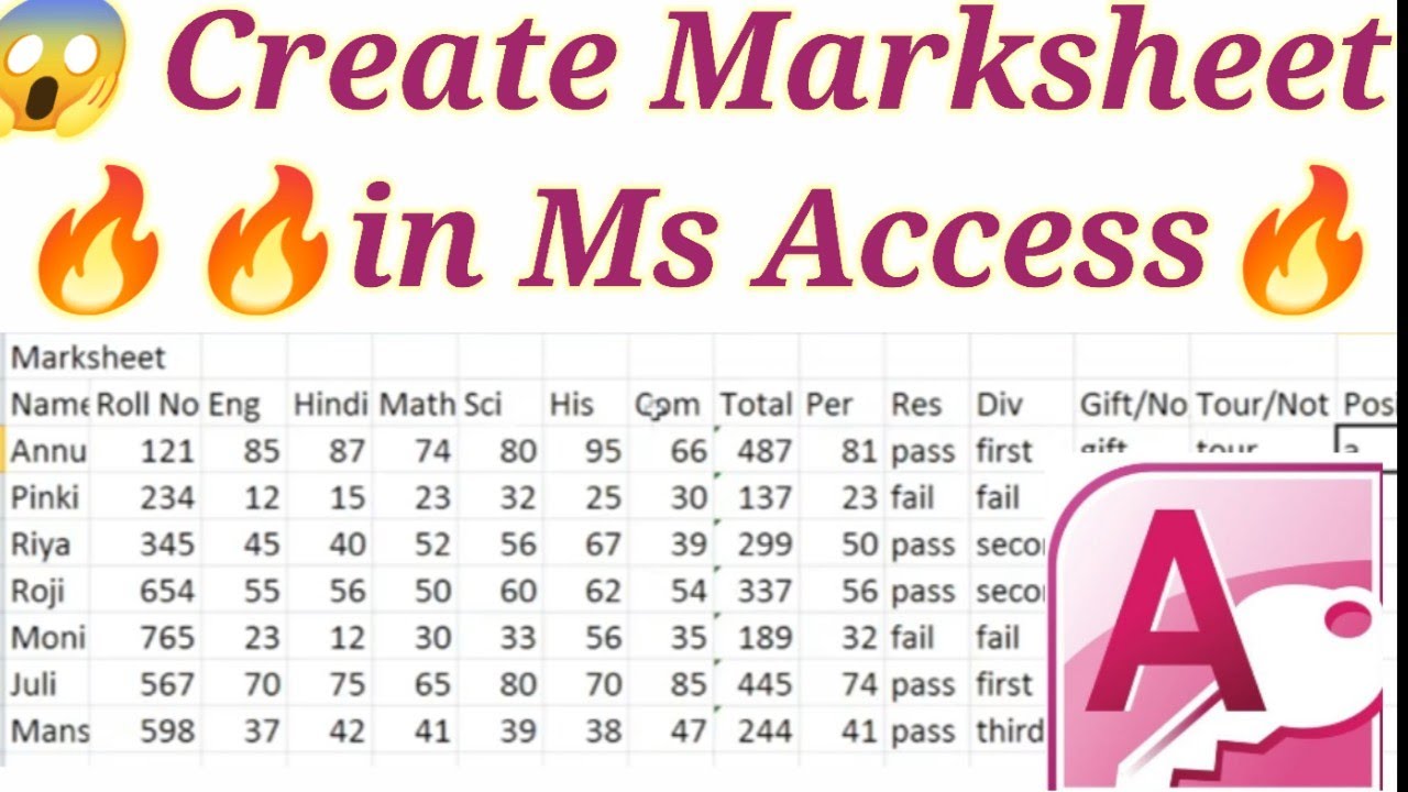 #msaccess #pioneertech ms access में भी आप marksheet ऐसे बनाएं  create marksheet in ms access 👌👌👌👌👌