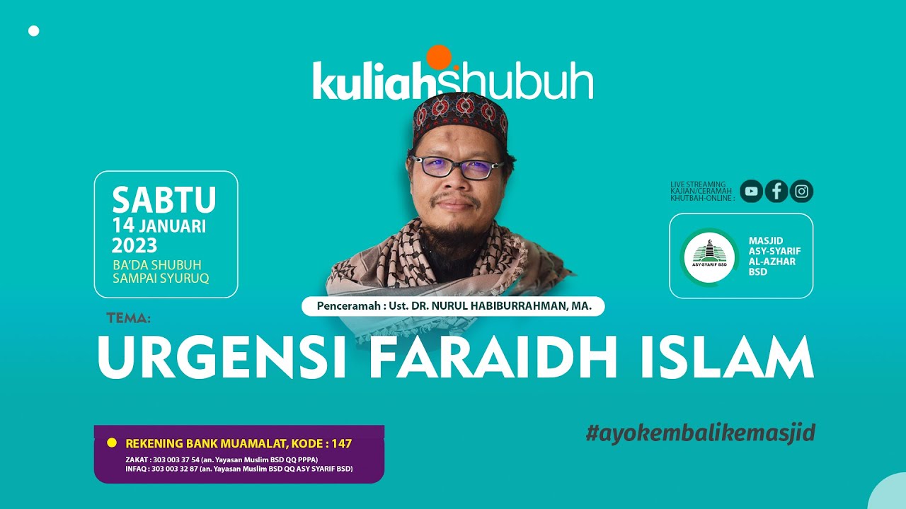 (🔴LIVE ) URGENSI FARAIDH ISLAM - Ust. DR. NURUL HABIBURRAHMAN, MA.