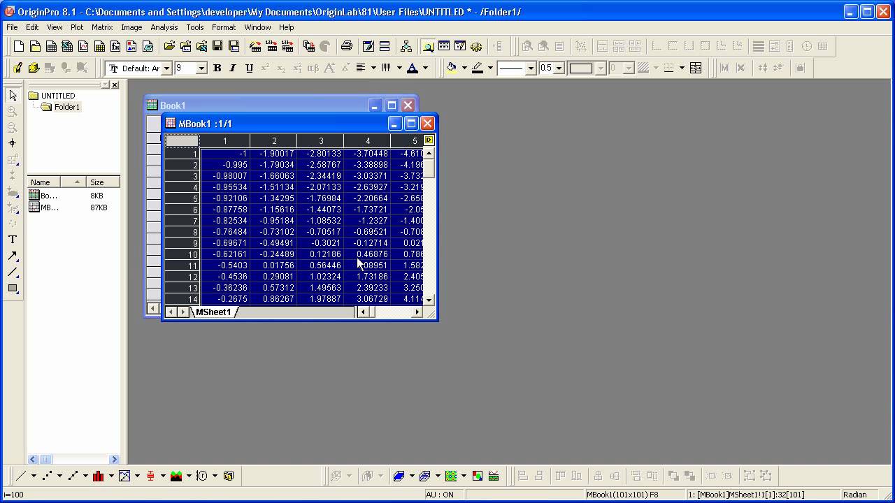 Graphing: Origin: Contour Plots and Color Mapping Part 1 - Create Contour Plot from a Matrix