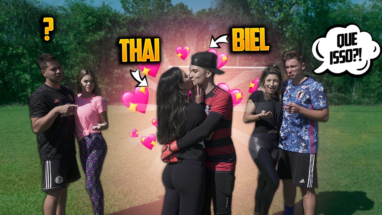 UM CASAL DE YOUTUBERS NOS DESAFIOU NO FUTEBOL!! ( thai e biel )
