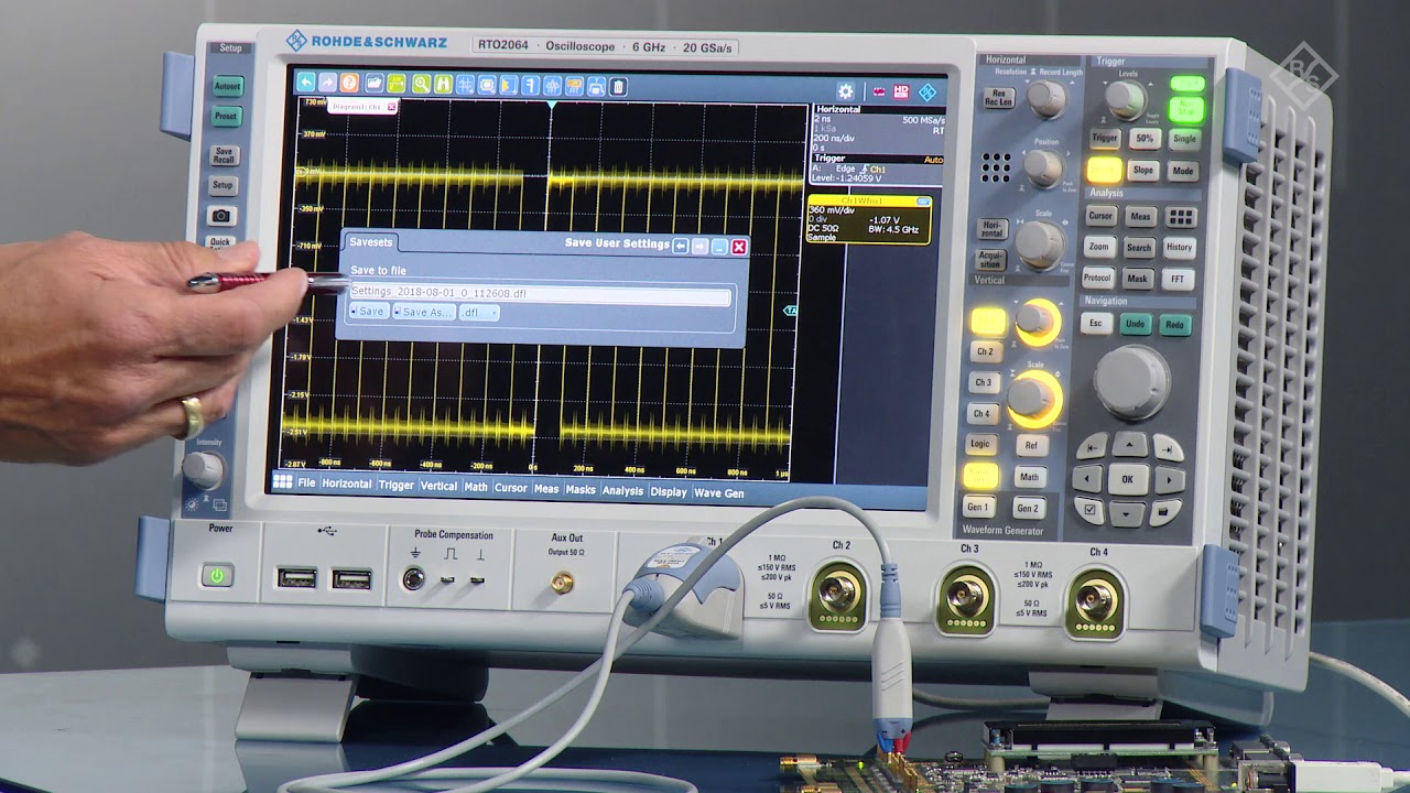 R&S RTO digital oscilloscope: Easy selection of instrument setup