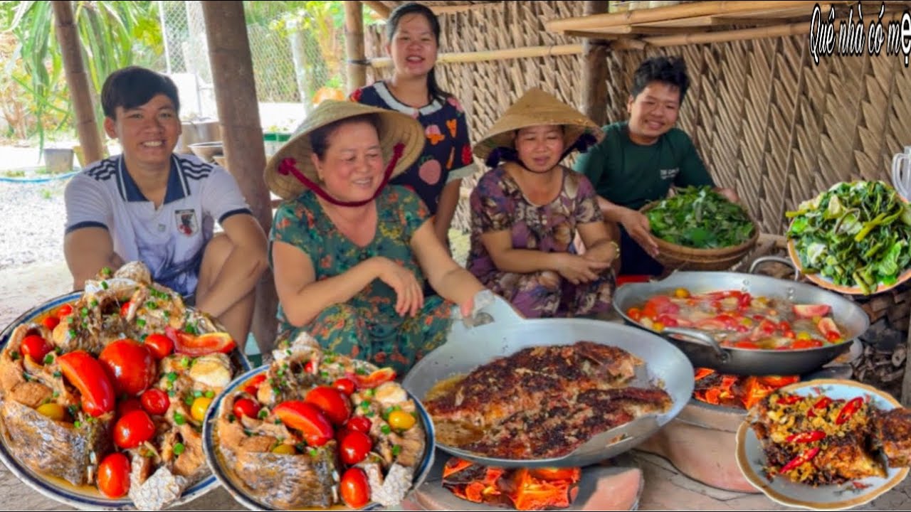Cá Chẽm Kho Lạt, Cá Điêu Hồng Chiên Sả Ớt | Bữa Cơm Quê Nhà Hái Rau Vườn Quê || Countryside rice