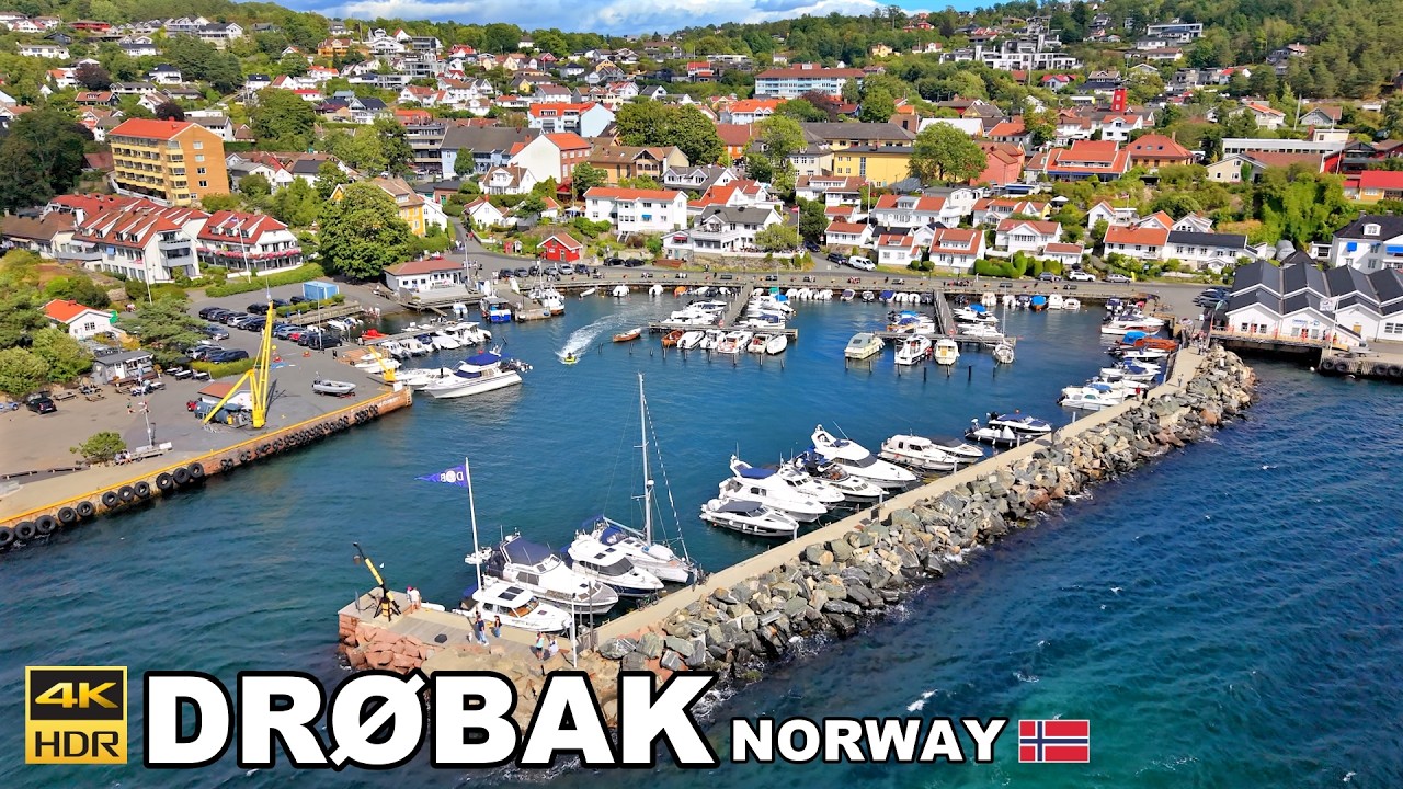 DR&Oslash;BAK 🇳🇴 Norway&rsquo;s Beautiful Oslofjord Town | Walk & Drone 4K 60 fps
