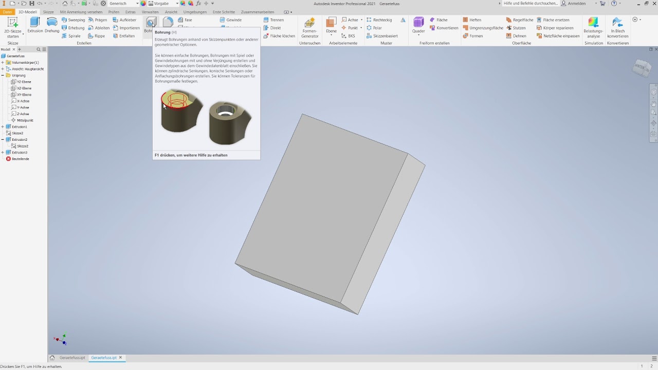2.4. Geraetefuss (Autodesk Inventor 2021)