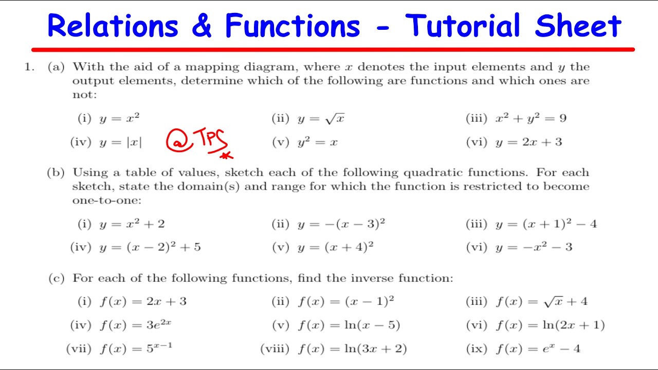 FUNCTIONS - Determine which of the following are functions