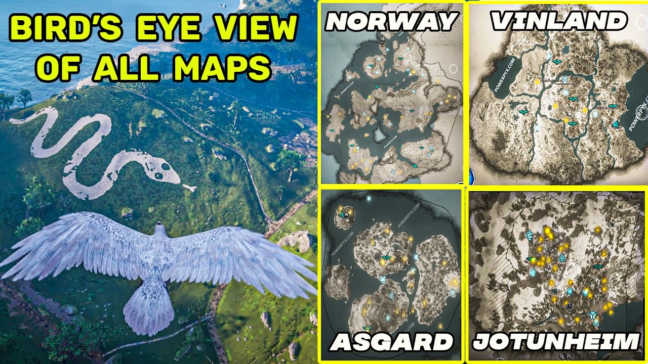 Assassin's Creed Valhalla : Bird's Eye View of All Maps | Time-lapse Video