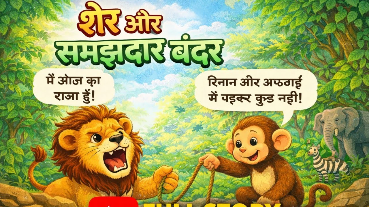 शेर और समझदार बंदर की कहानी | घमंड बनाम समझदारी | Motivational Story | hkyfacts