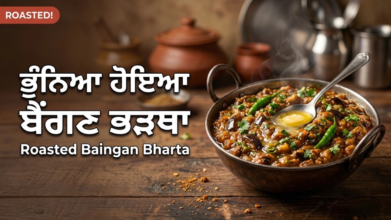 Smoky Roasted Baingan Bharta (ਭੁੰਨਿਆ ਹੋਇਆ ਬੈਂਗਣ ਭੜਥਾ) | Easy Punjabi Recipe | Smoky & Tasty