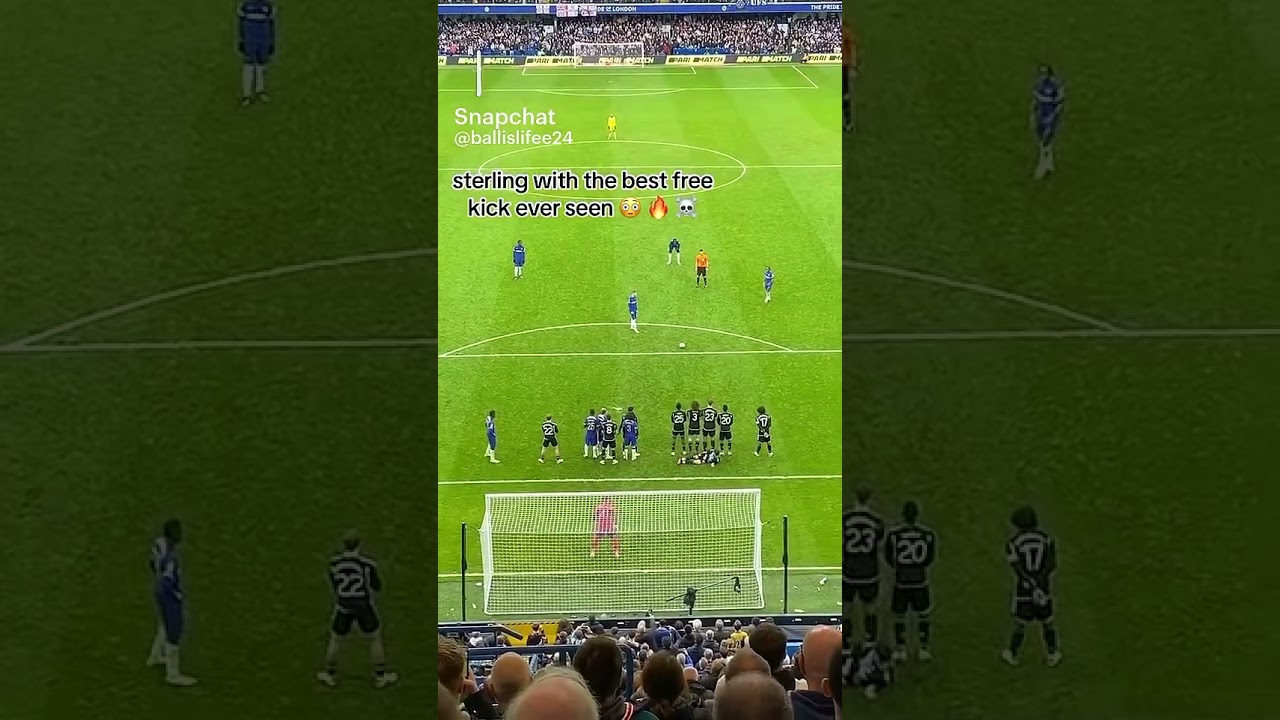 What a free kick for Sterling