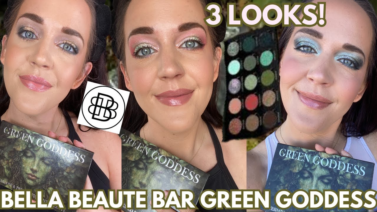 🌿 First Impressions & 3 Looks Using the NEW Bella Beaute Bar Green Goddess Eyeshadow Palette! 🌿