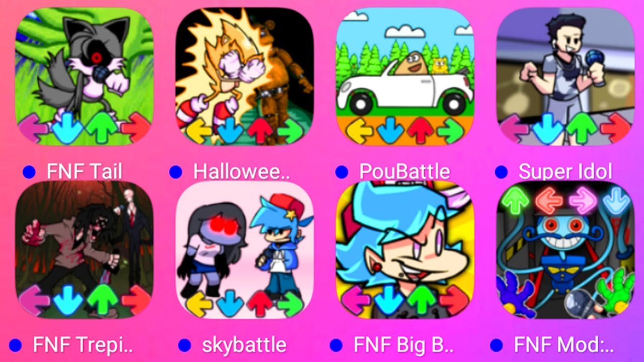 FNF Tail Mod Halloween Party Tails Pou Battle Foxy Mod - Super Idol Sky Battle FNF Trepidation