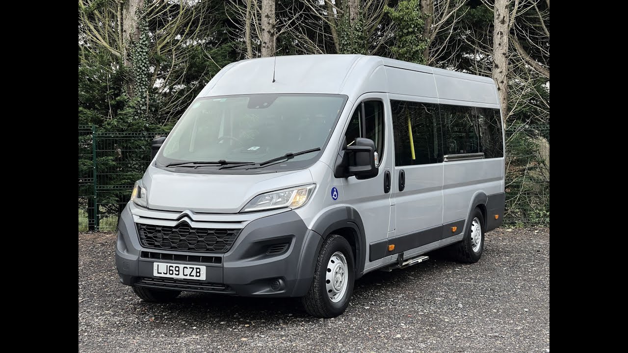 2019 L4H2 Citroen Relay 17 seat minibus with Air suspension, Ramp, A/C @ prelovedminibus.co.uk