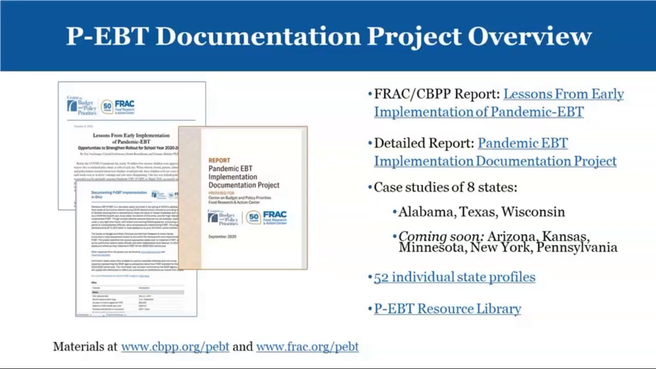Pandemic EBT: Lessons Learned to Inform the Next Phase