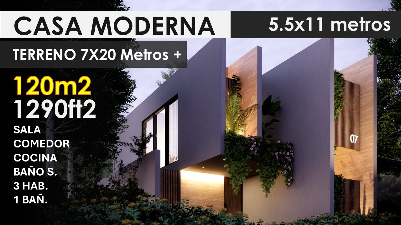 CASA SENCILLA, MODERNA | 5 X 11 METROS | 120 M2 DE CONSTRUCCIÓN | TINY HOUSE | 1,290 FT2 |