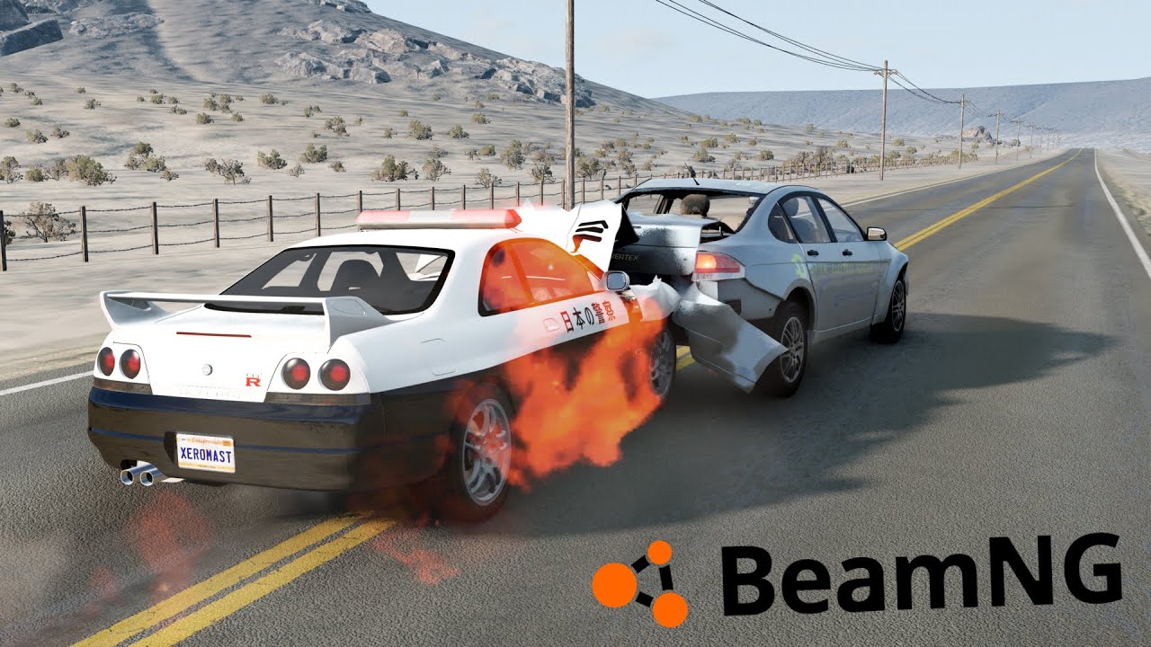 SAMOCHÓD ELEKTRYCZNY NA PUSTYNI VS POLICJA w BEAMNG.DRIVE 