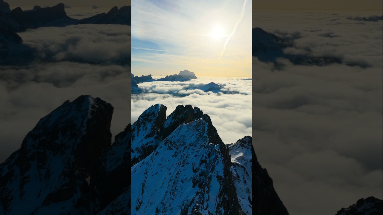 A wunderful Day in the Dolomites Setsas Gipfelkreuz im Gadertal Dronefly in Alta Badia #mountains