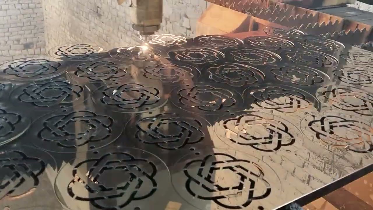 Apple logo lazer cutting golden steel